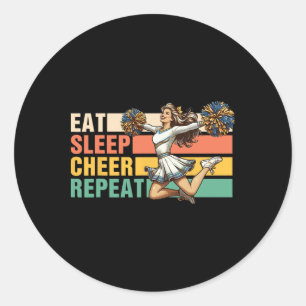 Cheerleader Girl Cheerleading Dance Eat Sleep Chee Classic Round Sticker