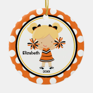 Cheerleader Girl Christmas Ornament Black Orange
