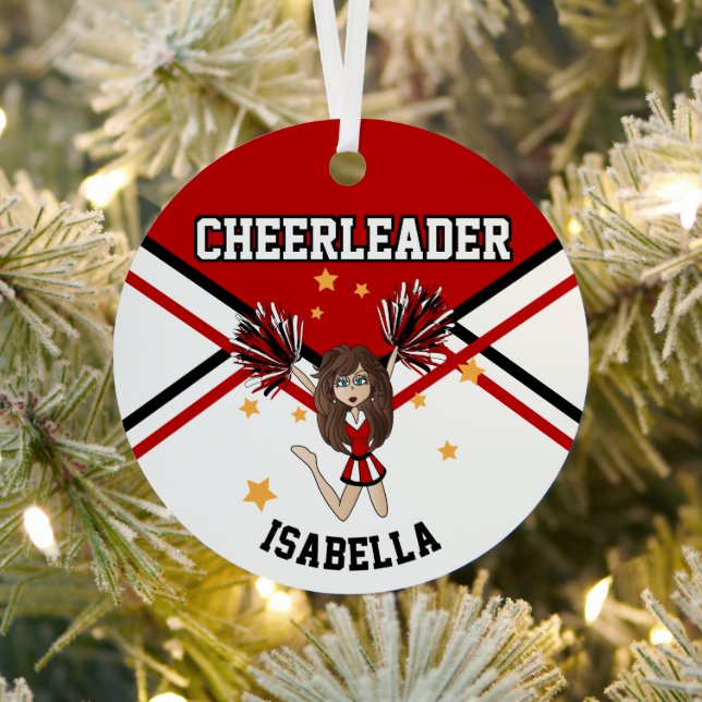 Cheerleader 📣 💖 Girl -  Red & Black 2S Metal Tree Decoration (Insitu)