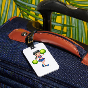Cheerleader Girl with Pom Poms Fun Sports Spirit Luggage Tag