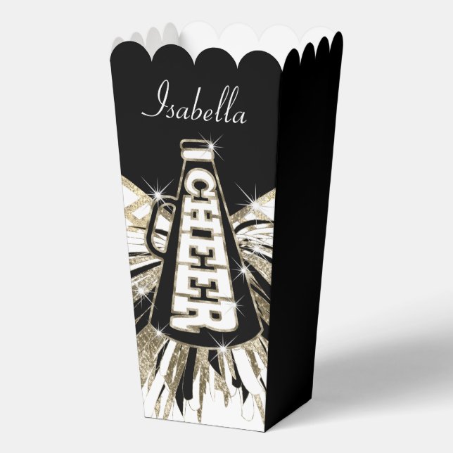 Cheerleader   Glam- Gold, Black and White Favour Box (Front)