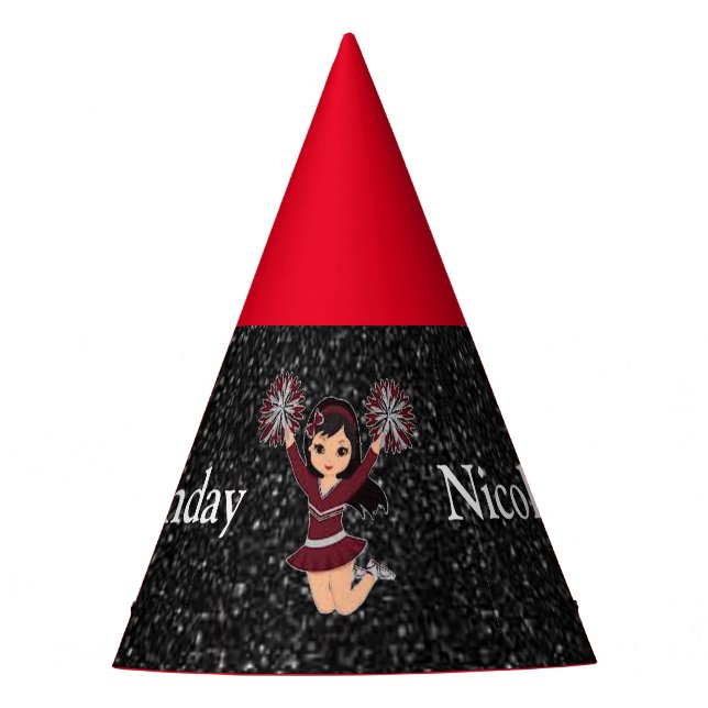 Cheerleader "Happy Birthday" Personalised Party Hat (Front)