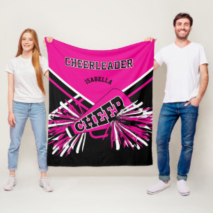 Cheerleader  📣 - Hot Pink, White & Black Fleece Blanket