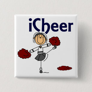 Cheerleader I Cheer Stick Figure 15 Cm Square Badge