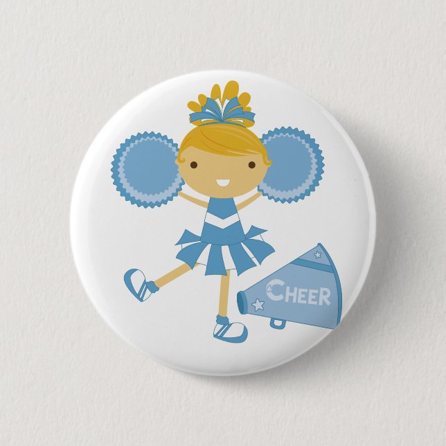 Cheerleader in Blue 6 Cm Round Badge (Front)