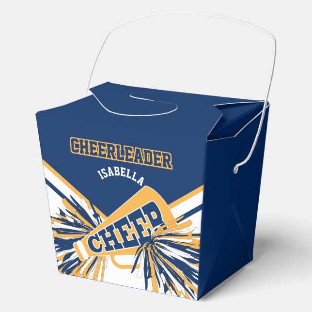 Cheerleader in Blue, White and Gold Favour Box (Front)