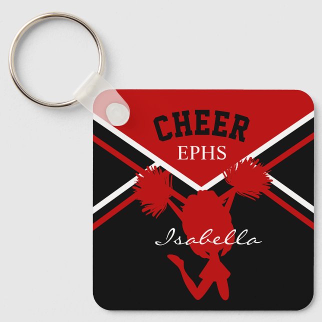 Cheerleader In Dark Red, White and Black Key Ring (Front)