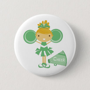 Cheerleader in Green 6 Cm Round Badge