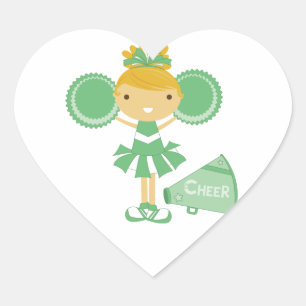 Cheerleader in Green Heart Sticker