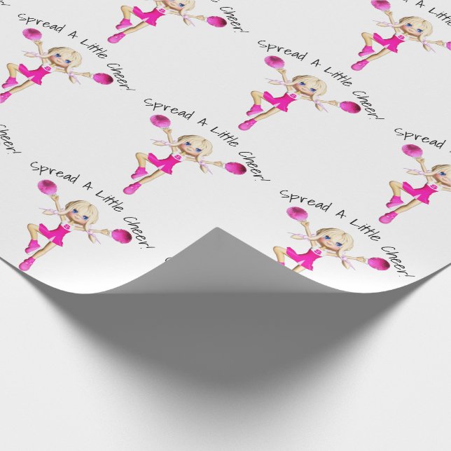 Cheerleader In Hot Pink Spread A Little Cheer Wrapping Paper (Corner)