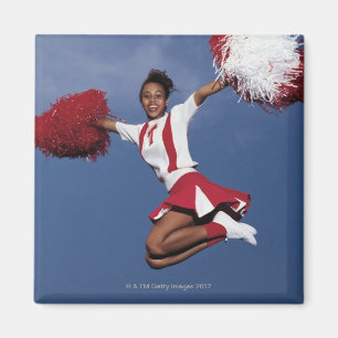 Cheerleader in mid-air magnet
