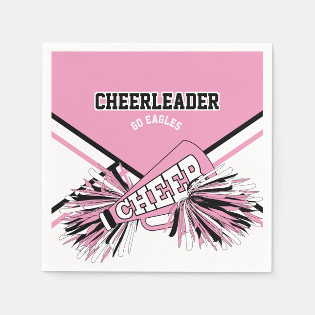 Cheerleader in Pink, White and Black Napkin (Front)