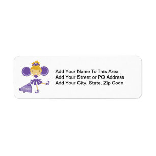 Cheerleader in Purple Return Address Label