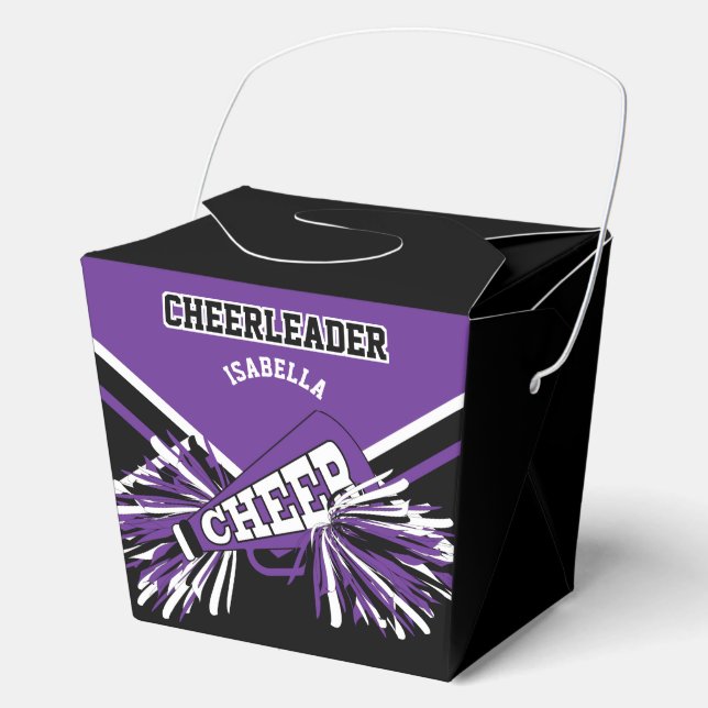 Cheerleader in Purple, White and Black Favour Box (Front)