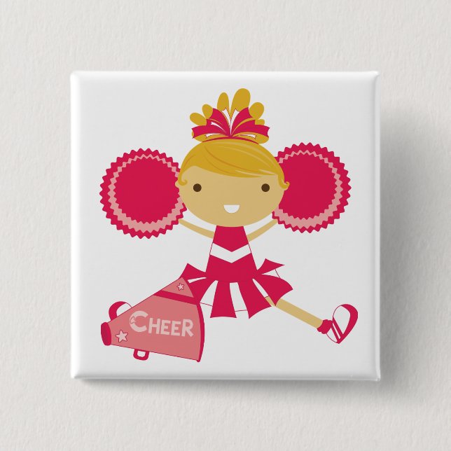 Cheerleader in Red 15 Cm Square Badge (Front)