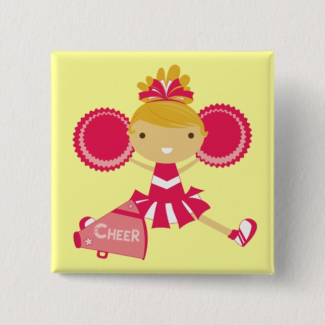 Cheerleader in Red 15 Cm Square Badge (Front)