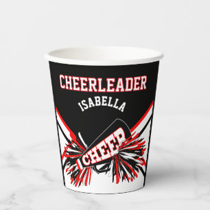 Cheerleader in Red, White and Black Paper Cups