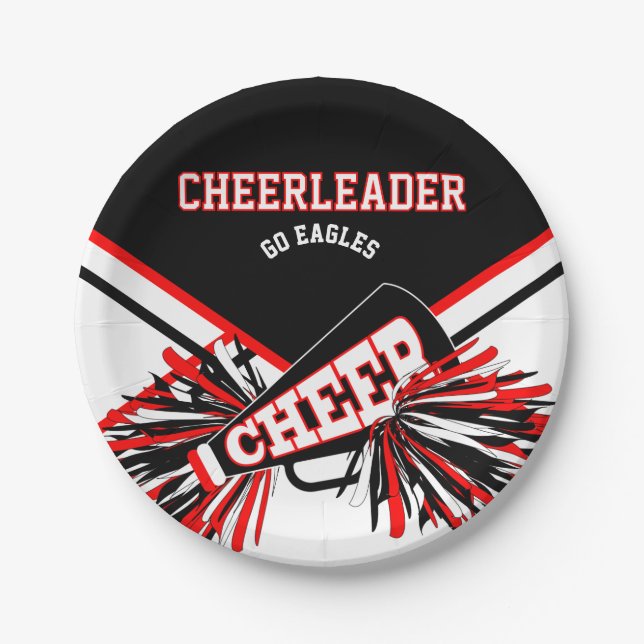 Cheerleader in Red, White and Black Paper Plate (Front)