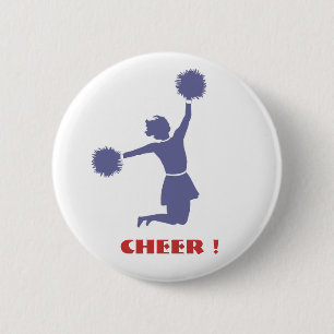 Cheerleader In Silhouette Badge Button