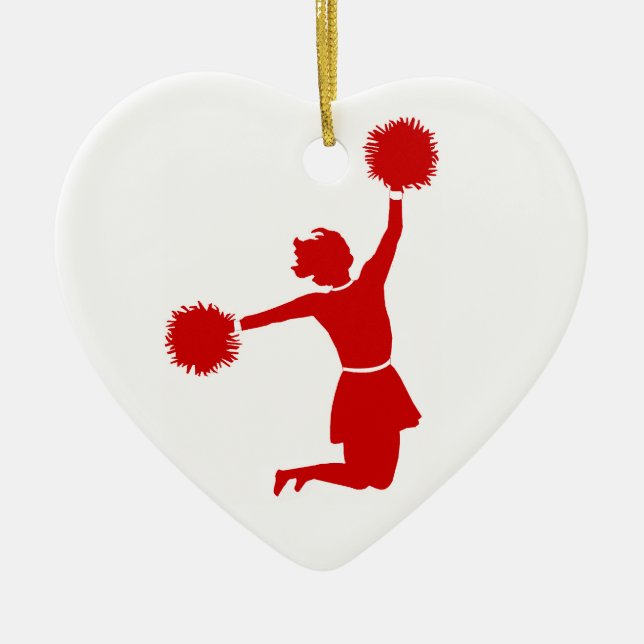 Cheerleader In Silhouette Heart Shape Ornament (Front)