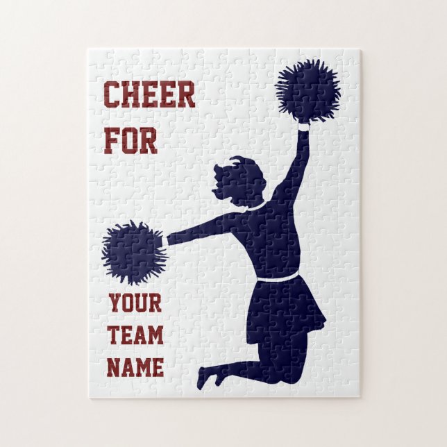 Cheerleader In Silhouette Jumps With Poms Puzzle (Vertical)