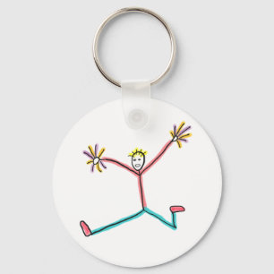 Cheerleader Leaping Stick Figure Key Ring