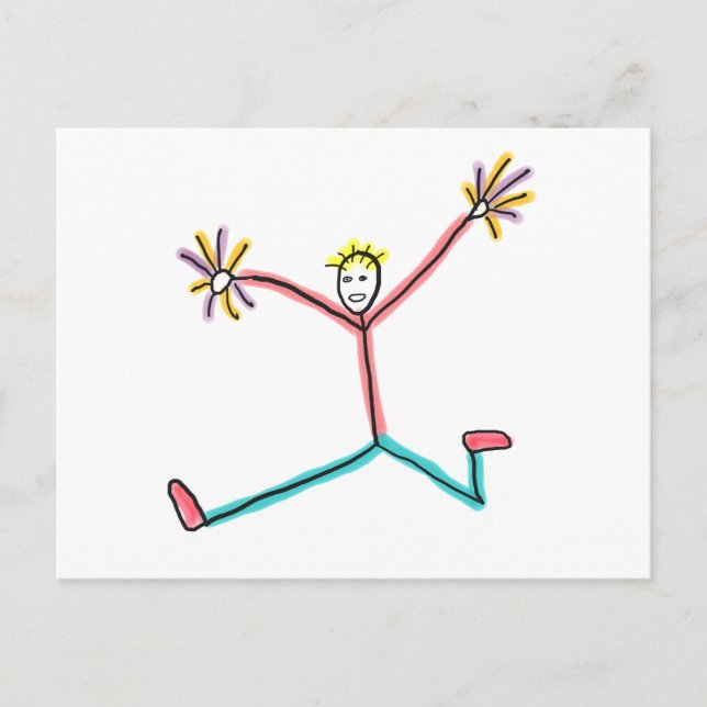Cheerleader Leaping Stick Figure Postcard (Front)