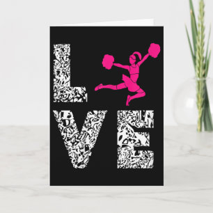 Cheerleader Love Cardio Pom Poms Girl Cheerleading Card