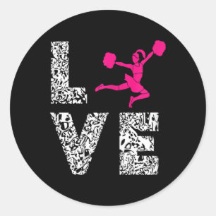 Cheerleader Love Cardio Pom Poms Girl Cheerleading Classic Round Sticker