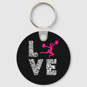 Cheerleader Love Cardio Pom Poms Girl Cheerleading Key Ring