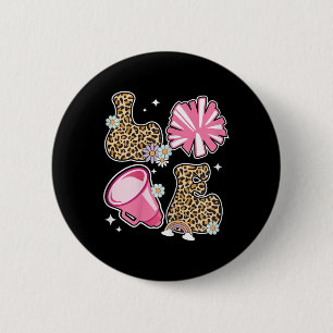 Cheerleader Love Cheerleading Leopard Print 6 Cm Round Badge