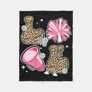 Cheerleader Love Cheerleading Leopard Print Fleece Blanket