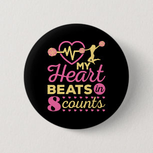 Cheerleader My Heart Beats In 8 Counts Cheerleadin 6 Cm Round Badge