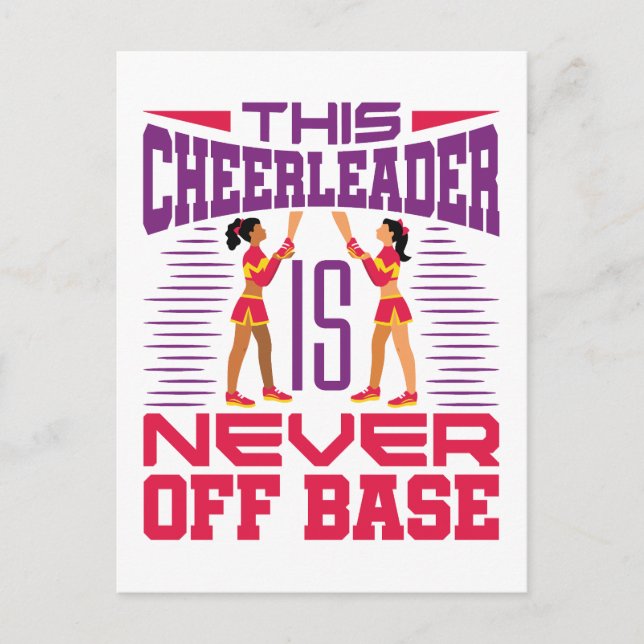 Cheerleader Never Off Base Funny Cheerleading Postcard (Front)