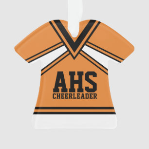 Cheerleader Orange and Black with Varsity Letters Ornament