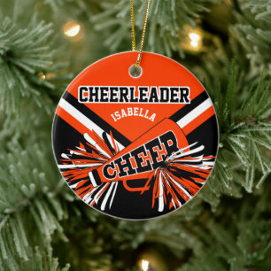 Cheerleader - Orange, Black and White 2 Ceramic Tree Decoration