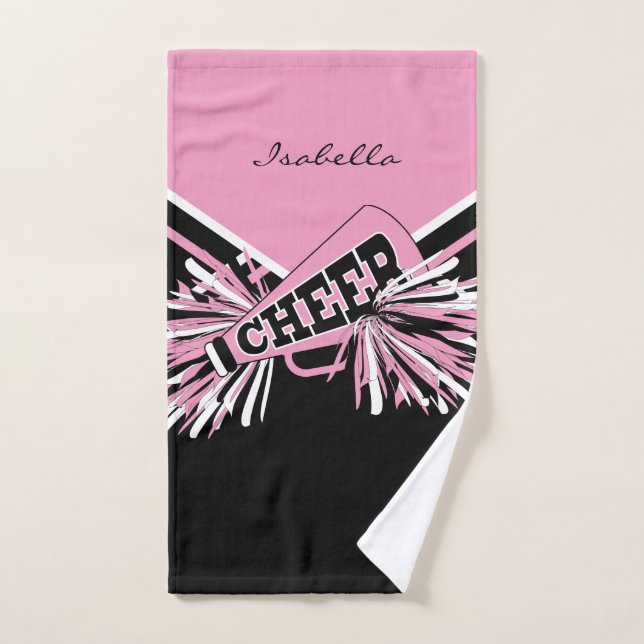 Cheerleader Outfit in Black, Pink  and White Hand Towel (Hand Towel)