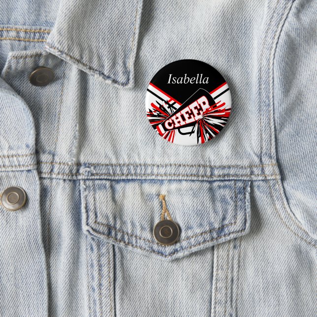 Cheerleader Outfit in Black, Red and White 6 Cm Round Badge (In Situ)