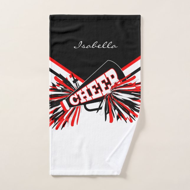 Cheerleader Outfit in Black, White and Red Hand Towel (Hand Towel)