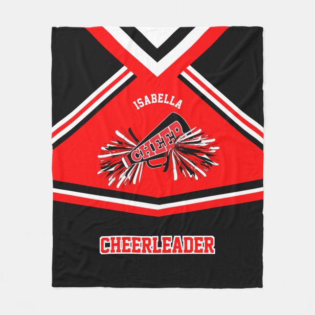 Cheerleader 📣 Outfit - Red, White & Black Fleece Blanket (Front)