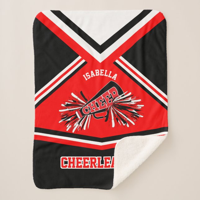 Cheerleader 📣 Outfit - Red, White & Black Sherpa Blanket (Front)