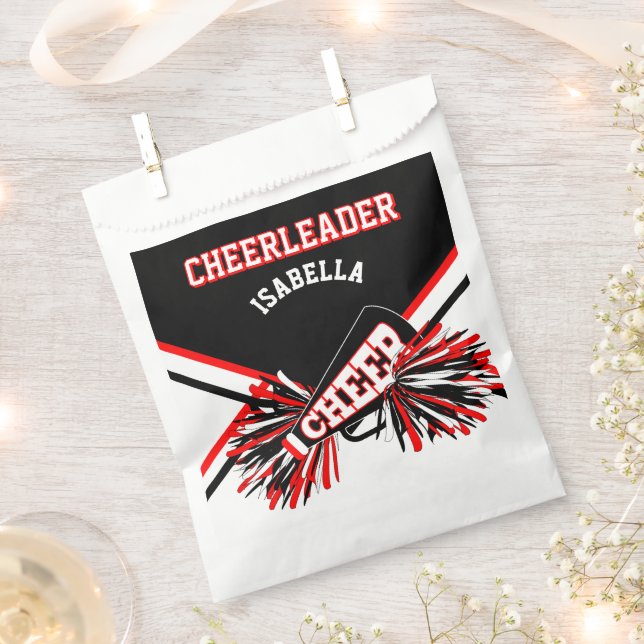 Cheerleader Party Black, White and Red Favour Bag (Clipped)