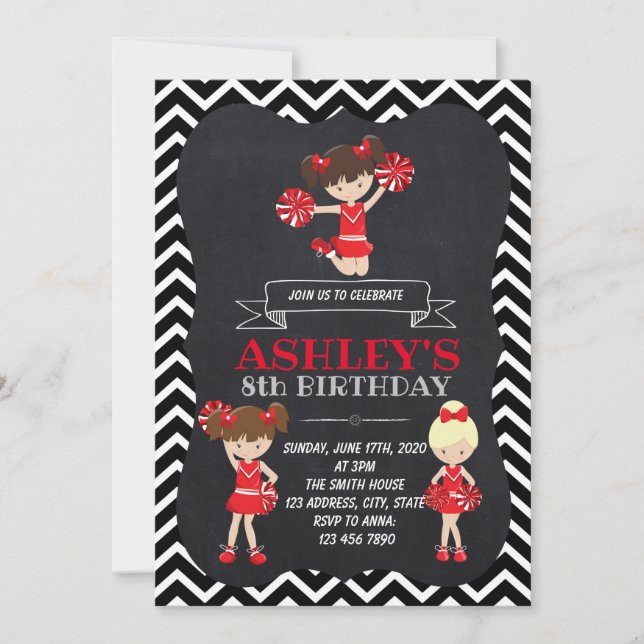 Cheerleader party invitation (Front)