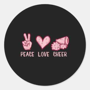 Cheerleader Peace Love Cheer Cheerleading Women Gi Classic Round Sticker