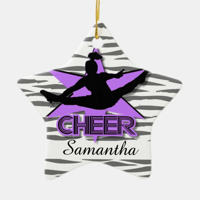 Cheerleader Personalised tiger Christmas ornament (Front)