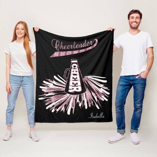 Cheerleader 📣💖 - Pink Glitter and Black Fleece Blanket (In Situ)