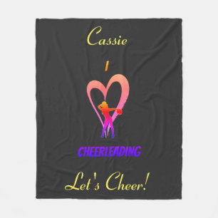 Cheerleader Pink, Yellow, Black Fleece Blanket