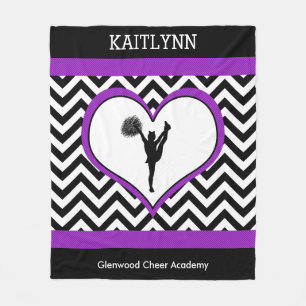 Cheerleader / Pom Chevron Heart with Monogram Fleece Blanket