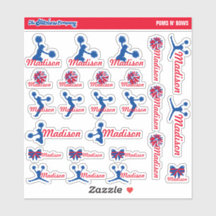 Cheerleader Pom Labels Personalised   School
