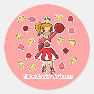 Cheerleader Princess Classic Round Sticker